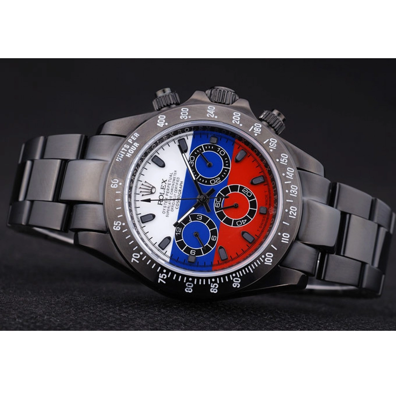 Good copy rolex watches Flag 7472 Black Rolex Cosmograph Daytona Russian Dial Bracelet 0607